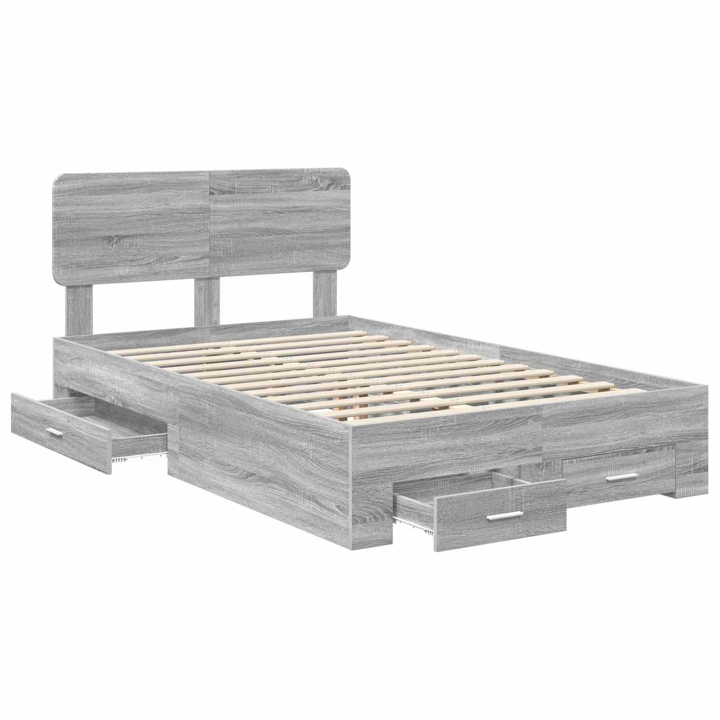 vidaXL Bettrahmen Graues Sonoma 120 x 200 cm Holzwerkstoff