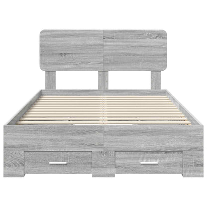 vidaXL Bettrahmen Graues Sonoma 120 x 200 cm Holzwerkstoff