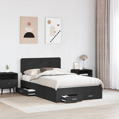 vidaXL Bettrahmen mit Kopfteil Schwarz 120 x 190 cm Holzwerkstoff