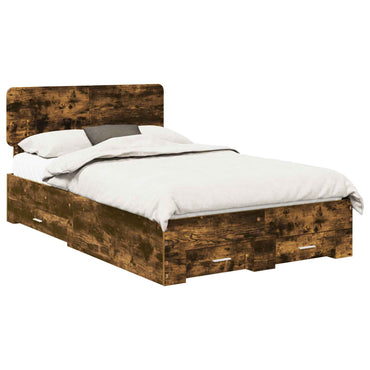 vidaXL Bettrahmen Geräucherte Eiche 120 x 190 cm Holzwerkstoff