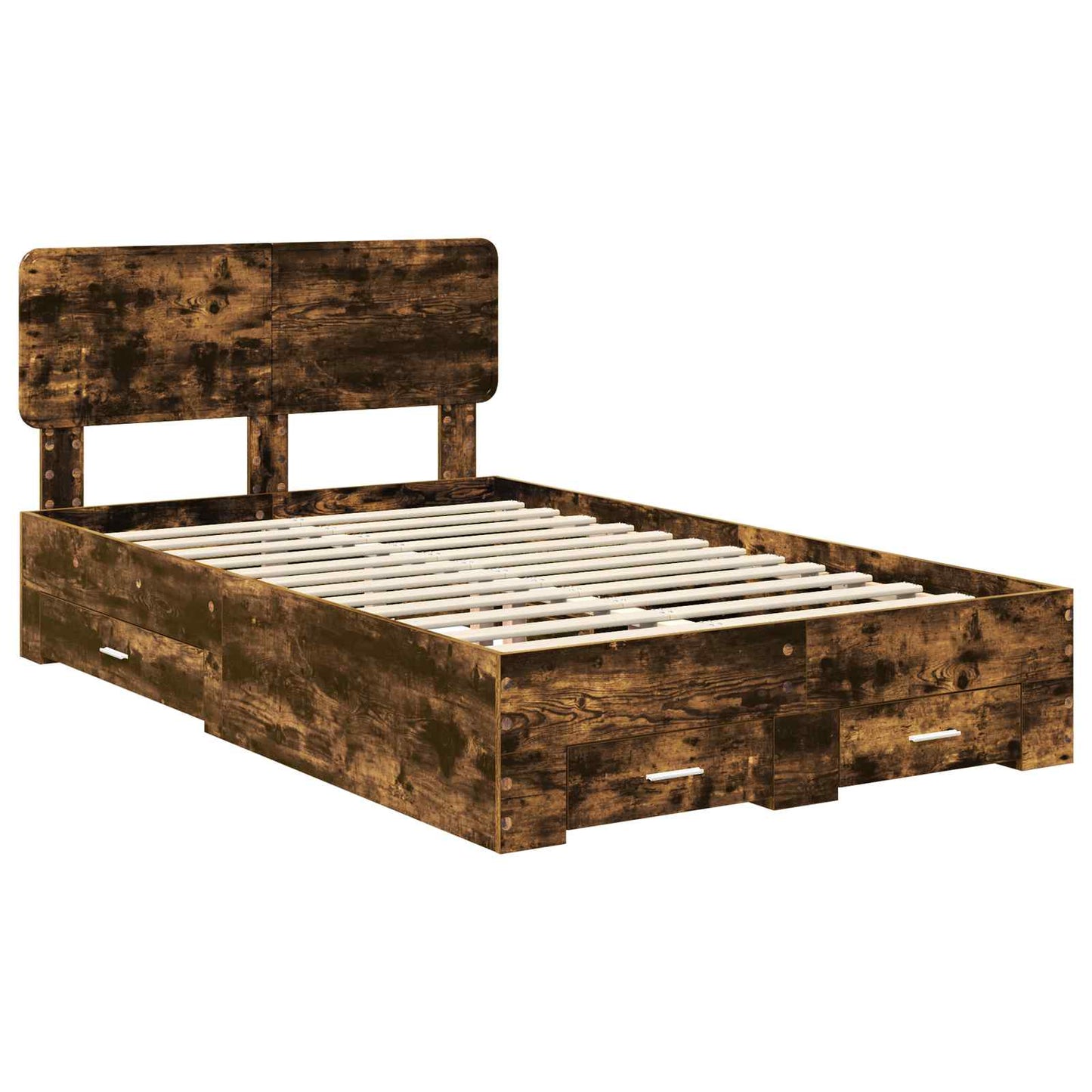vidaXL Bettrahmen Geräucherte Eiche 120 x 190 cm Holzwerkstoff