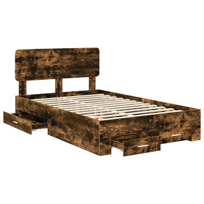 vidaXL Bettrahmen Geräucherte Eiche 120 x 190 cm Holzwerkstoff