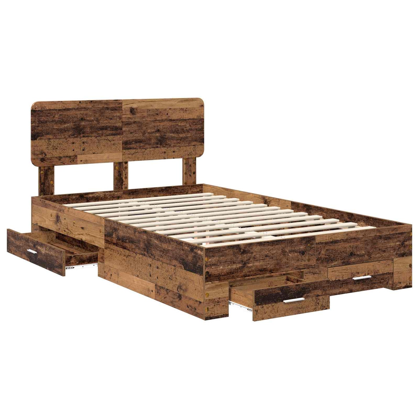 vidaXL Bettrahmen mit Kopfteil Altholz 120 x 190 cm Holzwerkstoff