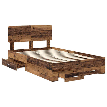 vidaXL Bettrahmen mit Kopfteil Altholz 120 x 190 cm Holzwerkstoff