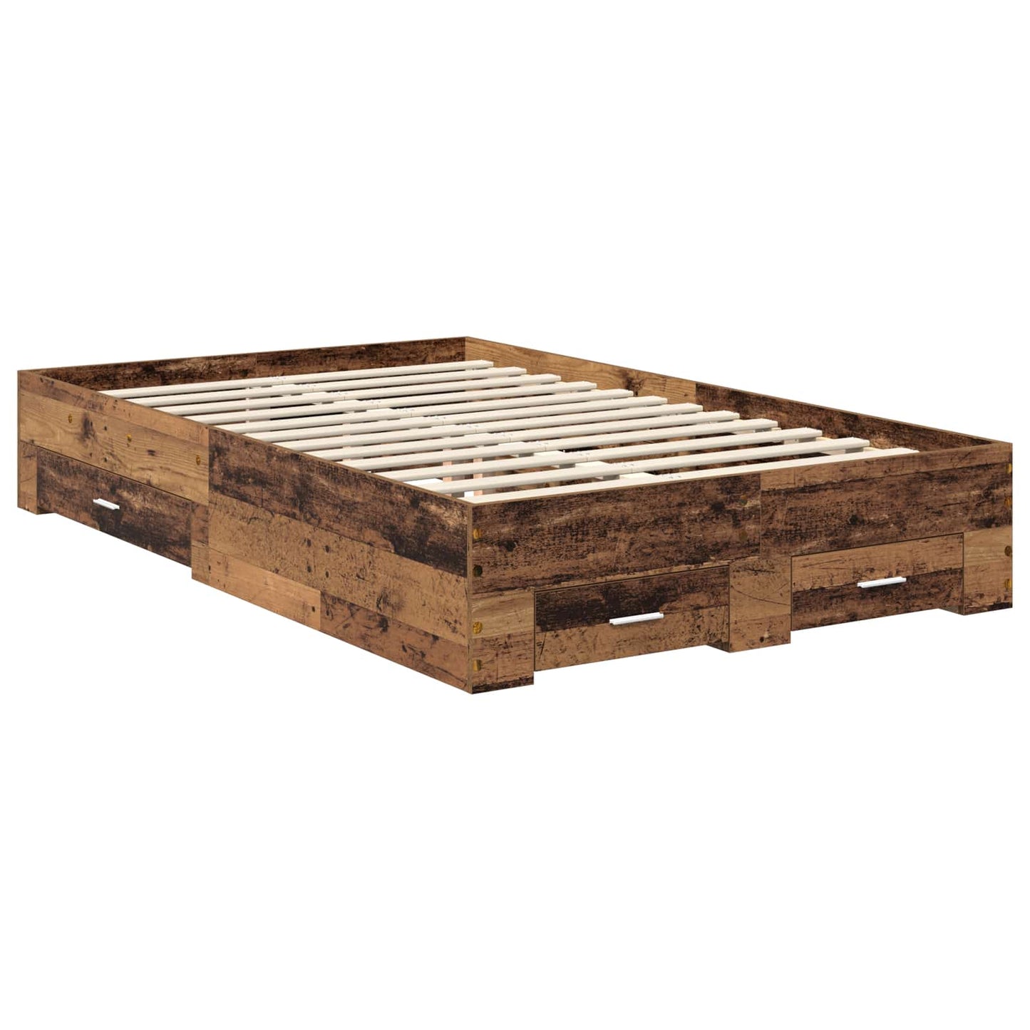 vidaXL Bettrahmen mit Kopfteil Altholz 120 x 190 cm Holzwerkstoff