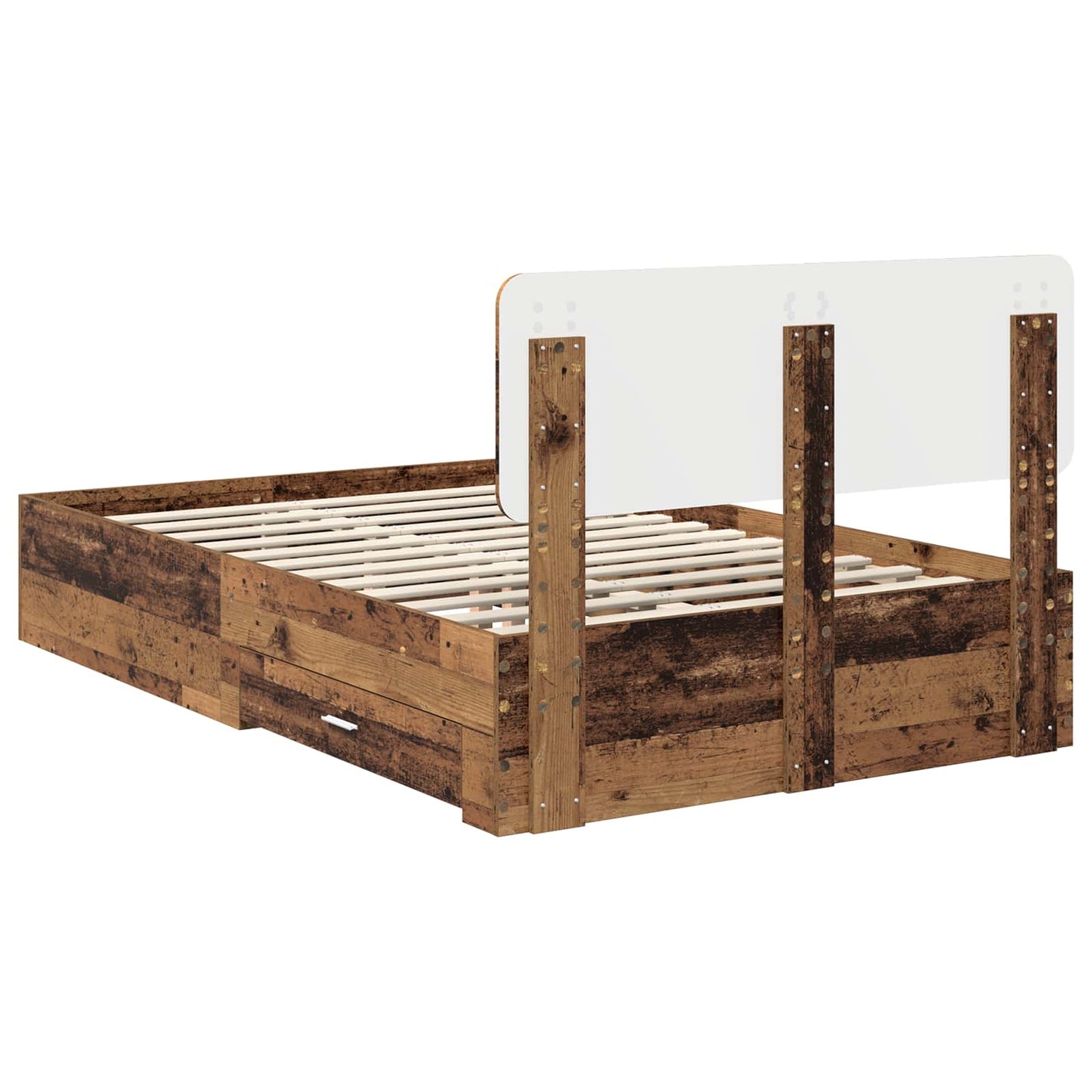vidaXL Bettrahmen mit Kopfteil Altholz 120 x 190 cm Holzwerkstoff