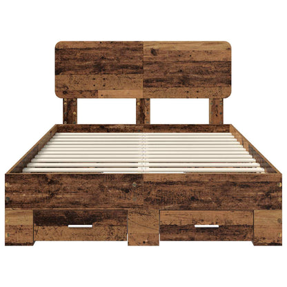 vidaXL Bettrahmen mit Kopfteil Altholz 120 x 190 cm Holzwerkstoff