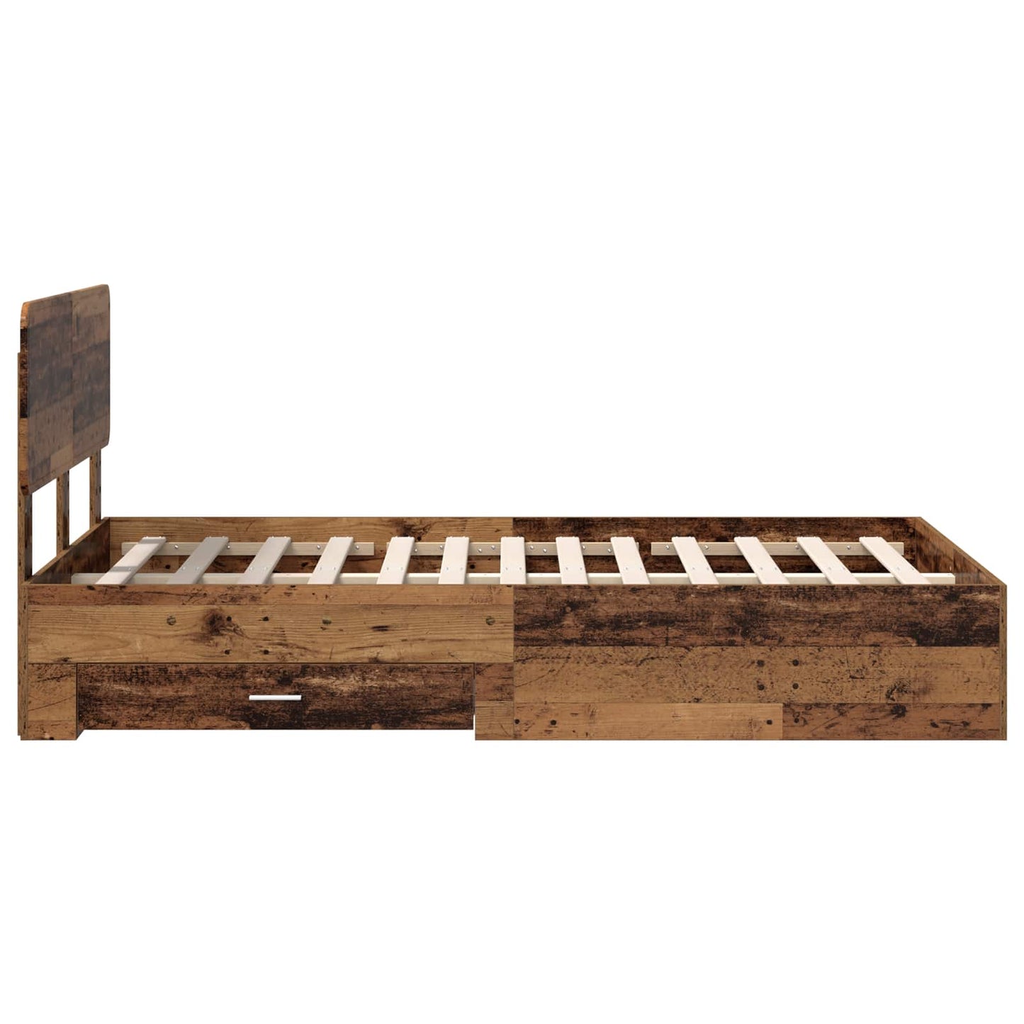 vidaXL Bettrahmen mit Kopfteil Altholz 120 x 190 cm Holzwerkstoff