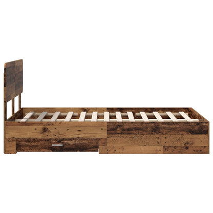 vidaXL Bettrahmen mit Kopfteil Altholz 120 x 190 cm Holzwerkstoff