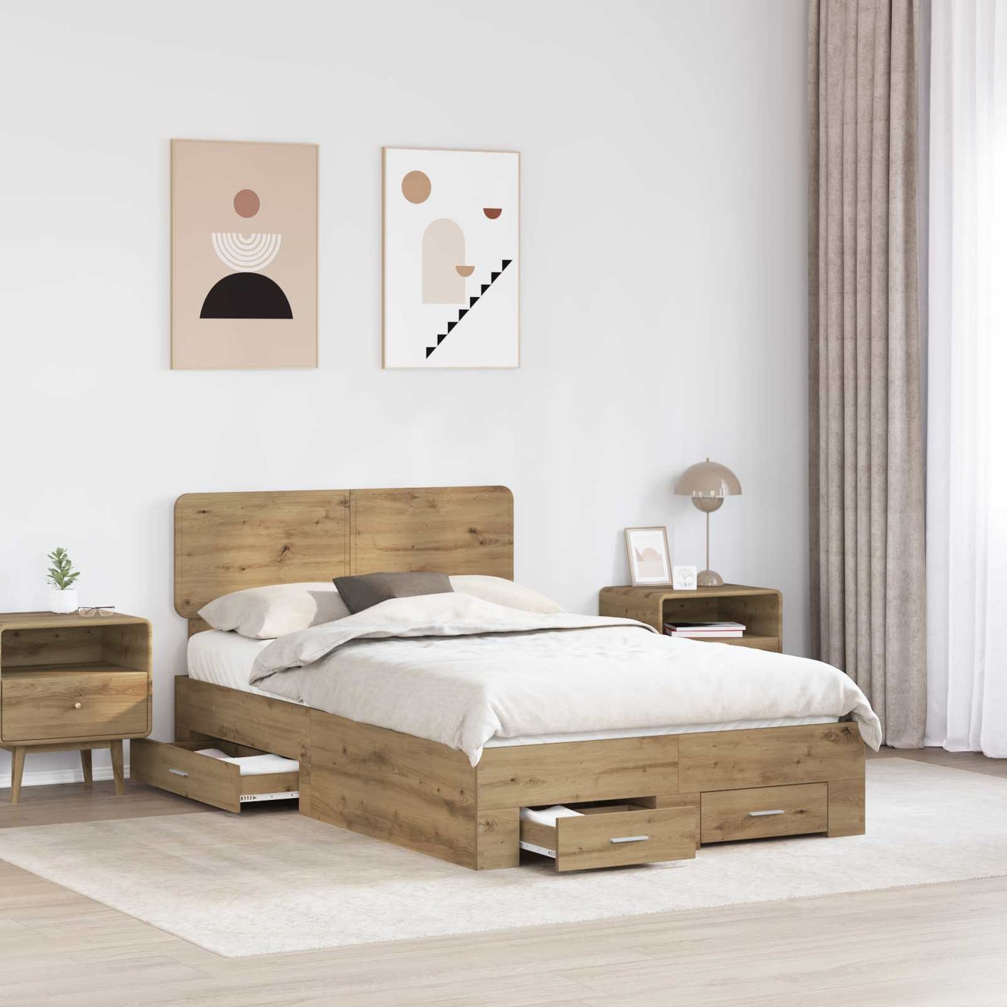 vidaXL Bettrahmen Artisan-Eiche 120 x 190 cm Holzwerkstoff