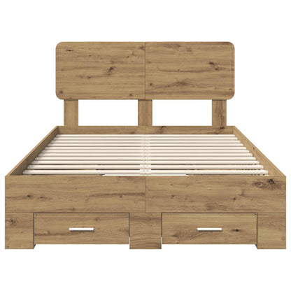 vidaXL Bettrahmen Artisan-Eiche 120 x 190 cm Holzwerkstoff
