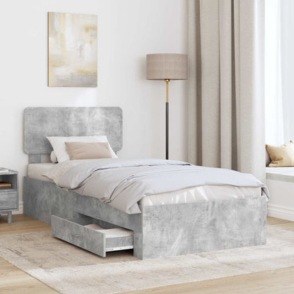 vidaXL Bettrahmen mit Kopfteil Beton Grau 100 x 200 cm Holzwerkstoff
