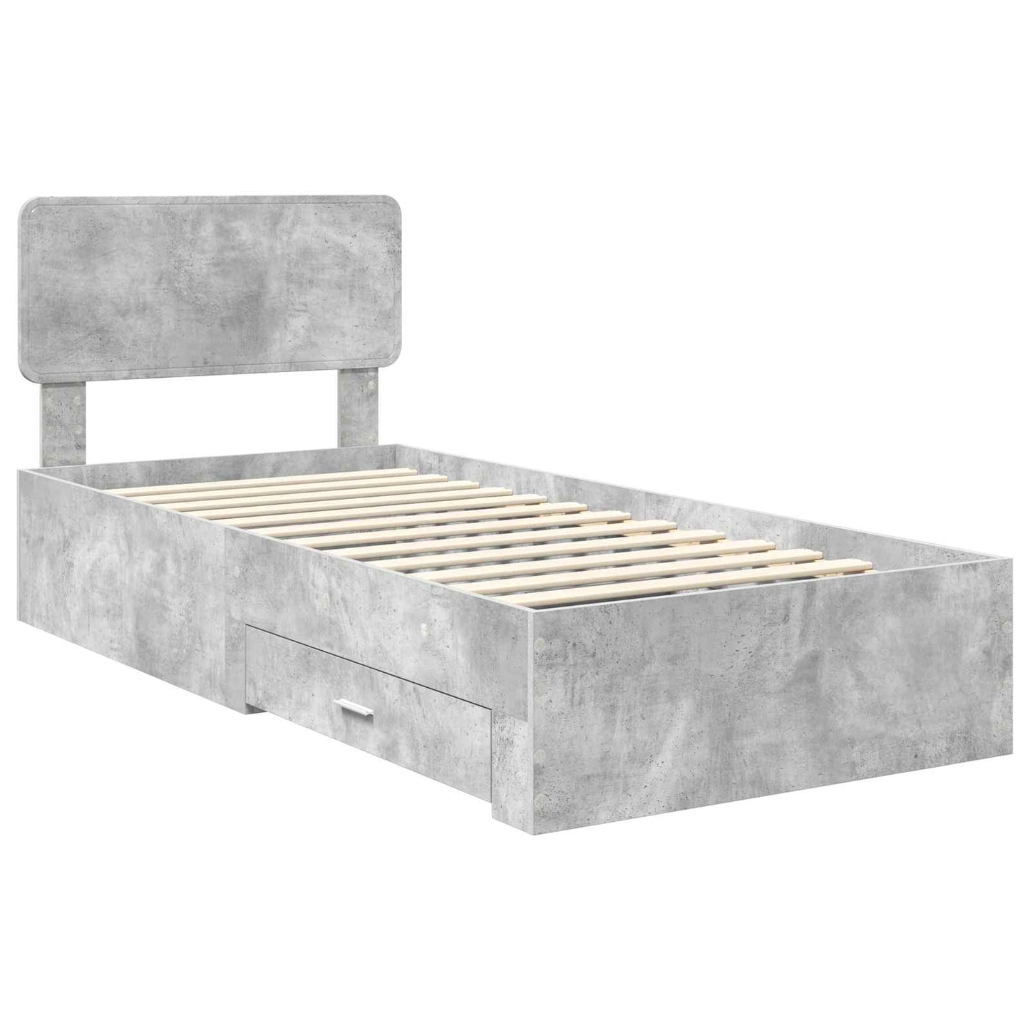 vidaXL Bettrahmen mit Kopfteil Beton Grau 100 x 200 cm Holzwerkstoff