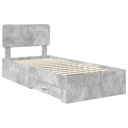 vidaXL Bettrahmen mit Kopfteil Beton Grau 100 x 200 cm Holzwerkstoff
