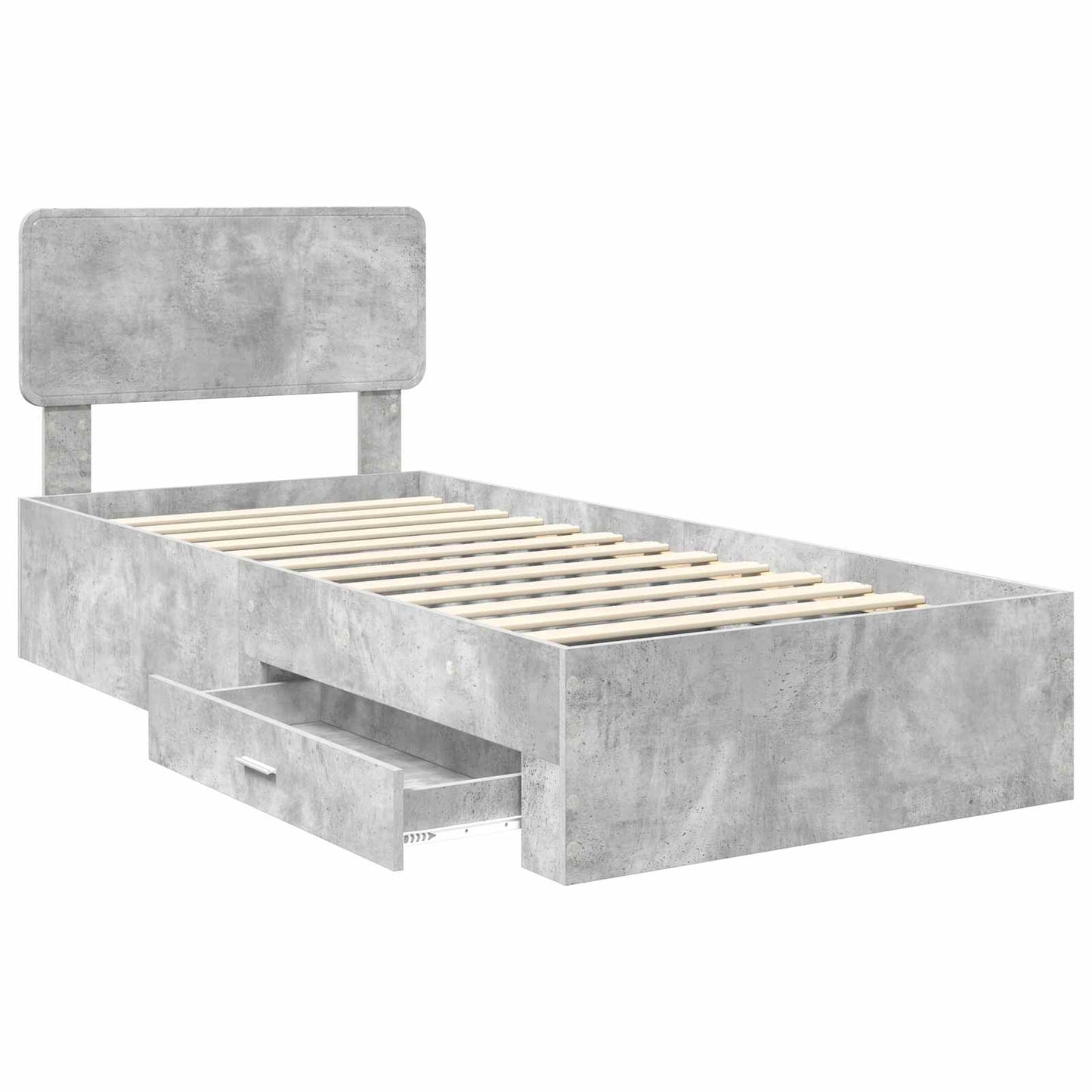 vidaXL Bettrahmen mit Kopfteil Beton Grau 100 x 200 cm Holzwerkstoff