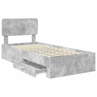 vidaXL Bettrahmen mit Kopfteil Beton Grau 100 x 200 cm Holzwerkstoff