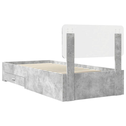 vidaXL Bettrahmen mit Kopfteil Beton Grau 100 x 200 cm Holzwerkstoff