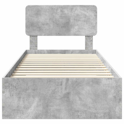 vidaXL Bettrahmen mit Kopfteil Beton Grau 100 x 200 cm Holzwerkstoff