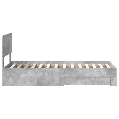 vidaXL Bettrahmen mit Kopfteil Beton Grau 100 x 200 cm Holzwerkstoff