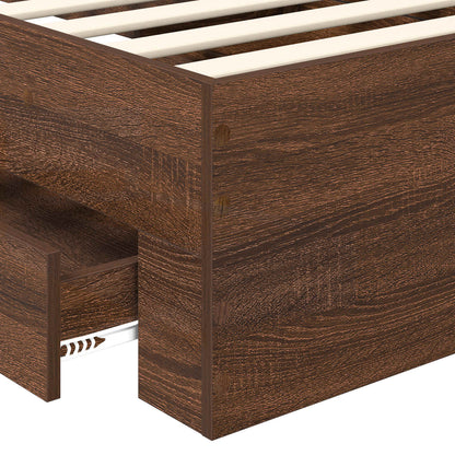 vidaXL Bettrahmen Braun Eichen-Optik 100 x 200 cm Holzwerkstoff