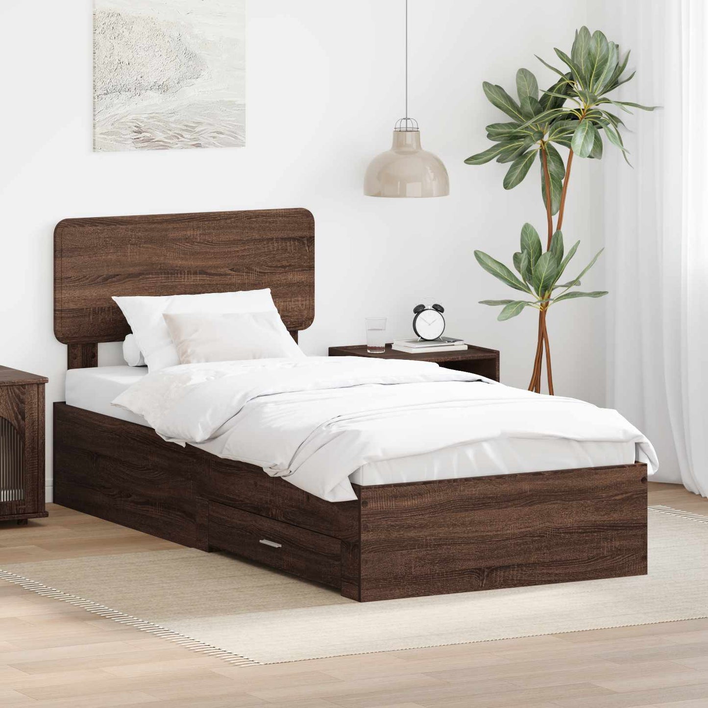 vidaXL Bettrahmen Braun Eichen-Optik 100 x 200 cm Holzwerkstoff