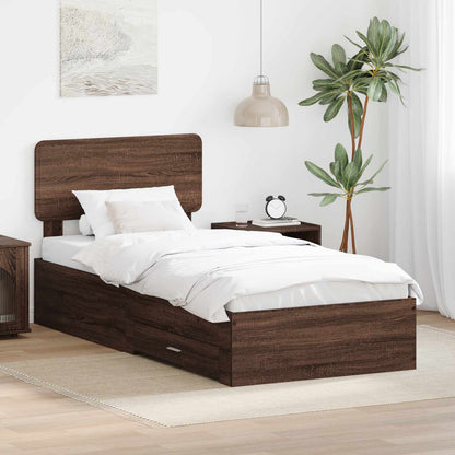 vidaXL Bettrahmen Braun Eichen-Optik 100 x 200 cm Holzwerkstoff