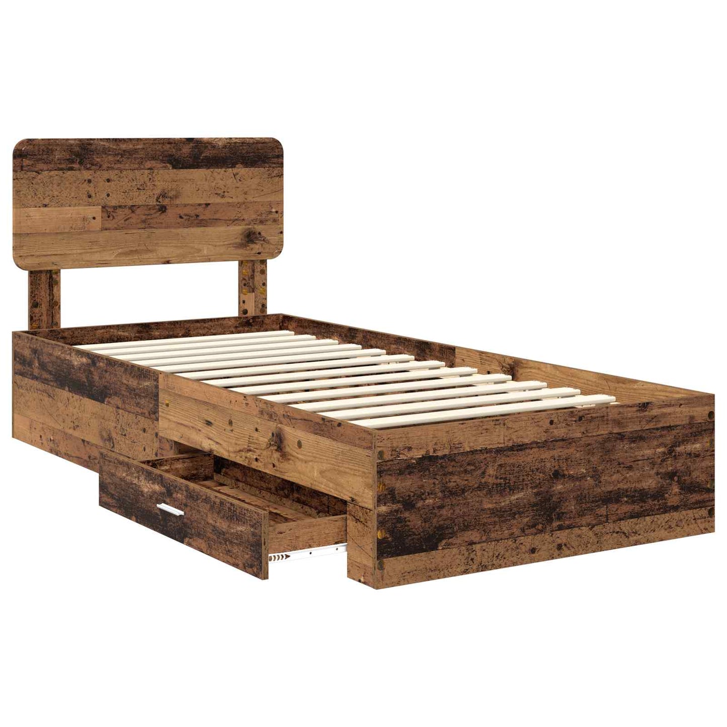 vidaXL Bettrahmen mit Kopfteil Altholz 100 x 200 cm Holzwerkstoff