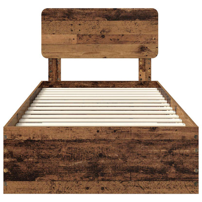 vidaXL Bettrahmen mit Kopfteil Altholz 100 x 200 cm Holzwerkstoff