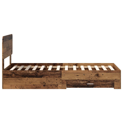 vidaXL Bettrahmen mit Kopfteil Altholz 100 x 200 cm Holzwerkstoff