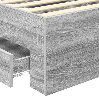 vidaXL Bettrahmen mit Kopfteil Graues Sonoma 90 x 200 cm Holzwerkstoff