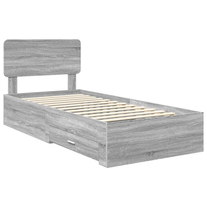 vidaXL Bettrahmen mit Kopfteil Graues Sonoma 90 x 200 cm Holzwerkstoff