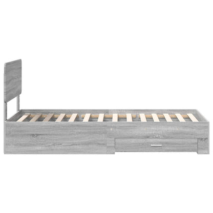 vidaXL Bettrahmen mit Kopfteil Graues Sonoma 90 x 200 cm Holzwerkstoff