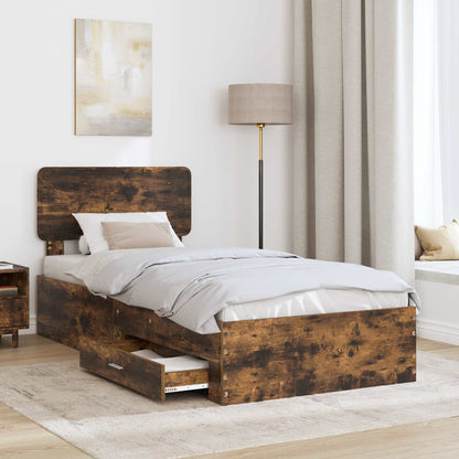 vidaXL Bettrahmen Geräucherte Eiche 90 x 190 cm Holzwerkstoff
