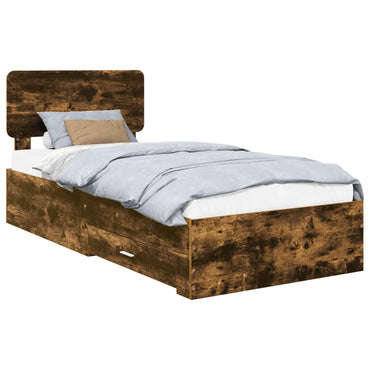 vidaXL Bettrahmen Geräucherte Eiche 90 x 190 cm Holzwerkstoff