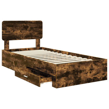 vidaXL Bettrahmen Geräucherte Eiche 90 x 190 cm Holzwerkstoff