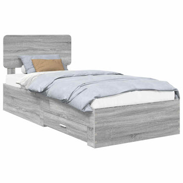 vidaXL Bettrahmen mit Kopfteil Graues Sonoma 90 x 190 cm Holzwerkstoff