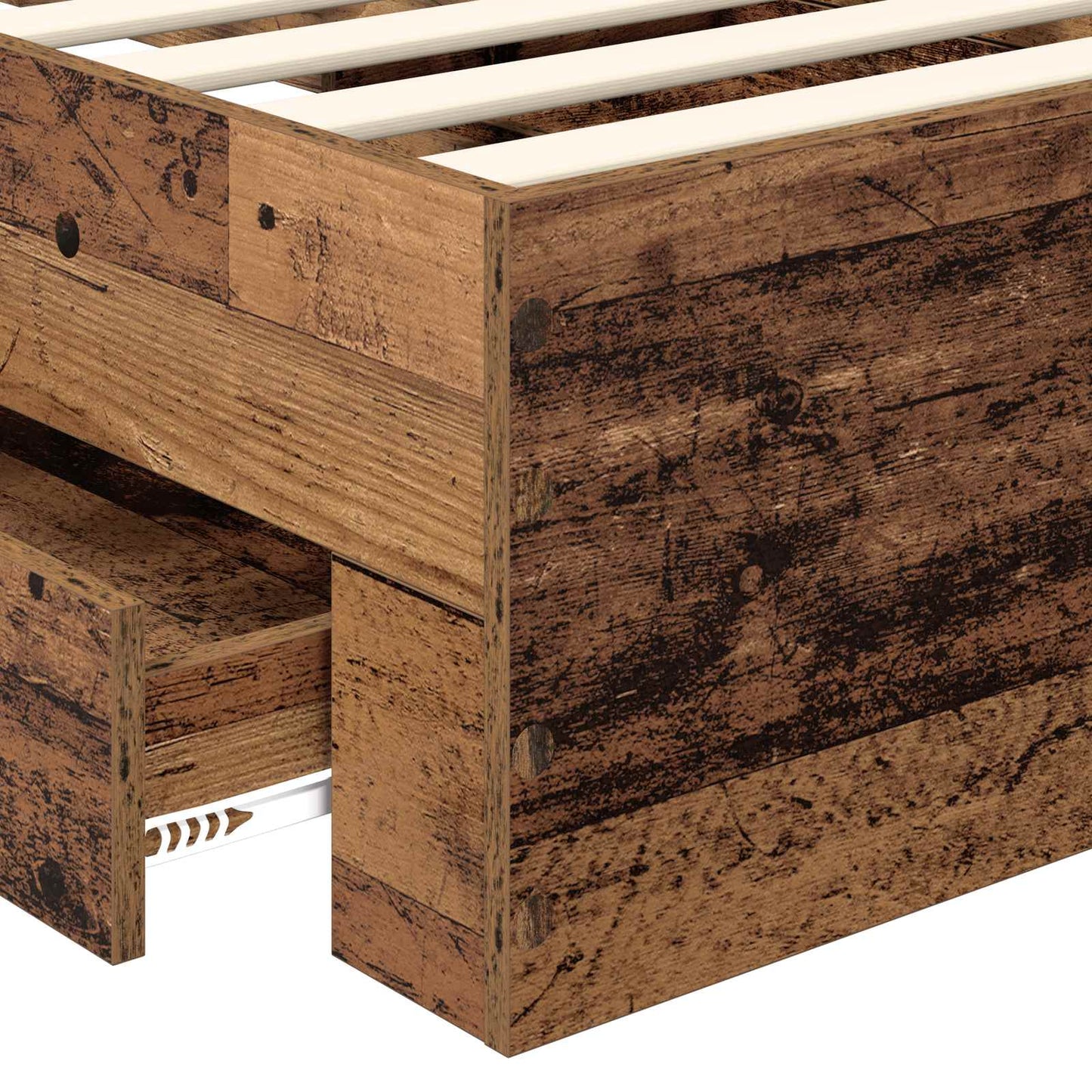 vidaXL Bettrahmen mit Kopfteil Altholz 90 x 190 cm Holzwerkstoff