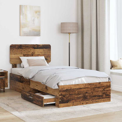 vidaXL Bettrahmen mit Kopfteil Altholz 90 x 190 cm Holzwerkstoff