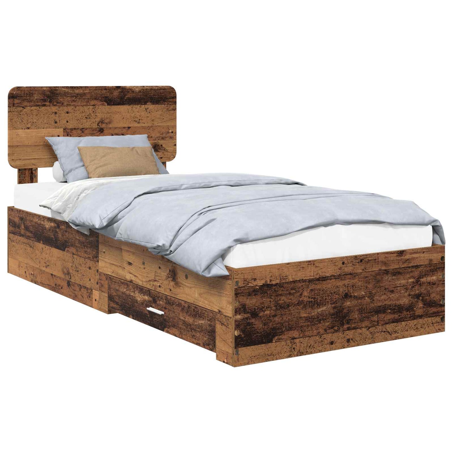 vidaXL Bettrahmen mit Kopfteil Altholz 90 x 190 cm Holzwerkstoff