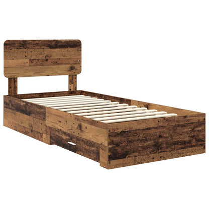 vidaXL Bettrahmen mit Kopfteil Altholz 90 x 190 cm Holzwerkstoff