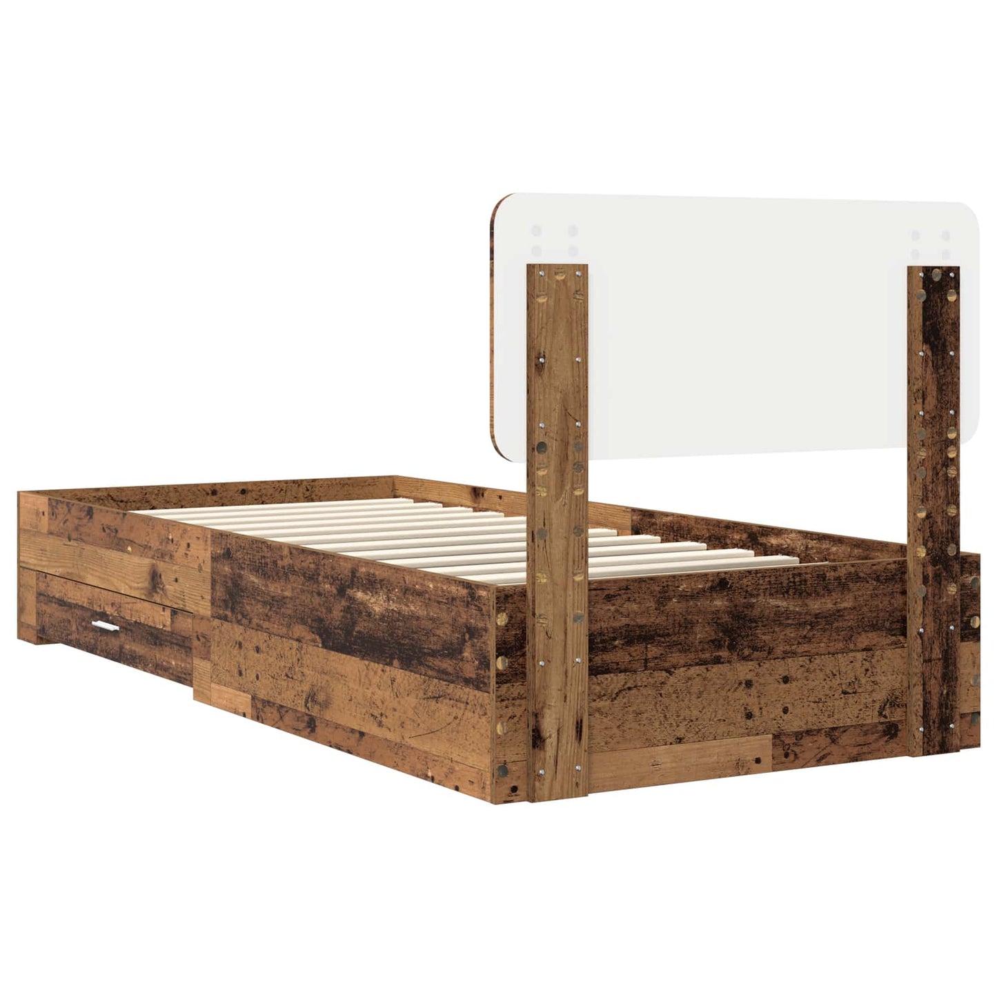 vidaXL Bettrahmen mit Kopfteil Altholz 90 x 190 cm Holzwerkstoff