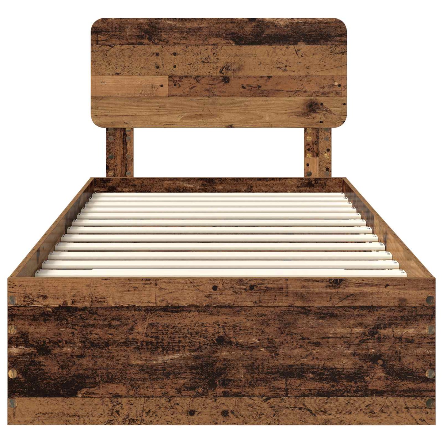 vidaXL Bettrahmen mit Kopfteil Altholz 90 x 190 cm Holzwerkstoff
