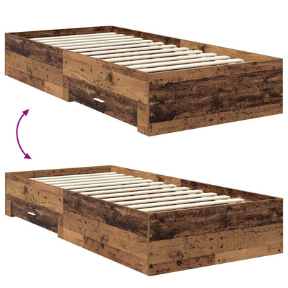 vidaXL Bettrahmen mit Kopfteil Altholz 90 x 190 cm Holzwerkstoff