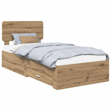 vidaXL Bettrahmen mit Kopfteil Artisan-Eiche 90 x 190 cm Holzwerkstoff