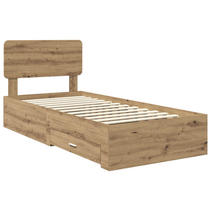 vidaXL Bettrahmen mit Kopfteil Artisan-Eiche 90 x 190 cm Holzwerkstoff