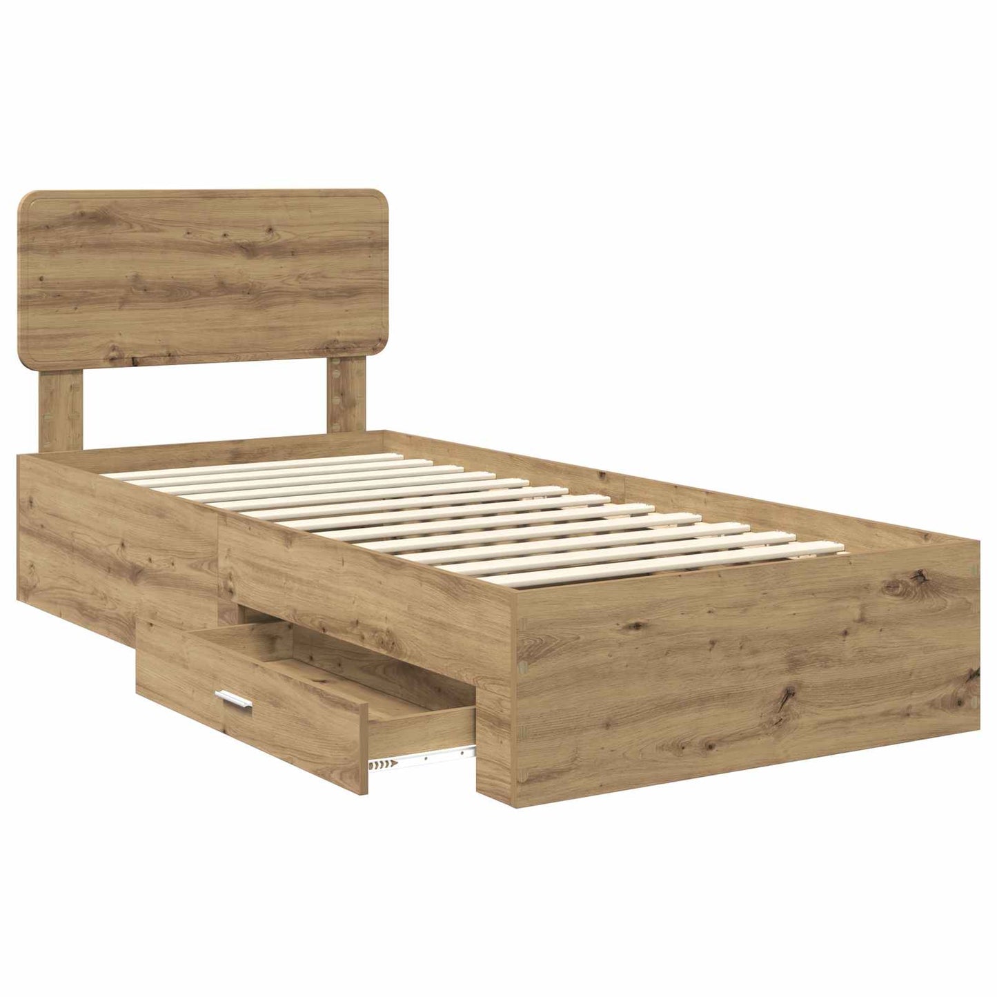vidaXL Bettrahmen mit Kopfteil Artisan-Eiche 90 x 190 cm Holzwerkstoff
