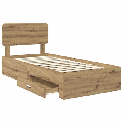 vidaXL Bettrahmen mit Kopfteil Artisan-Eiche 90 x 190 cm Holzwerkstoff