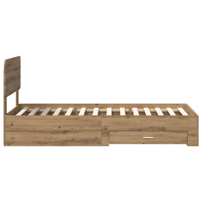 vidaXL Bettrahmen mit Kopfteil Artisan-Eiche 90 x 190 cm Holzwerkstoff