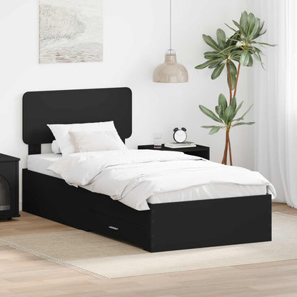 vidaXL Bettrahmen mit Kopfteil Schwarz 75 x 190 cm Holzwerkstoff