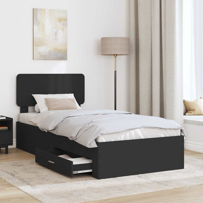 vidaXL Bettrahmen mit Kopfteil Schwarz 75 x 190 cm Holzwerkstoff
